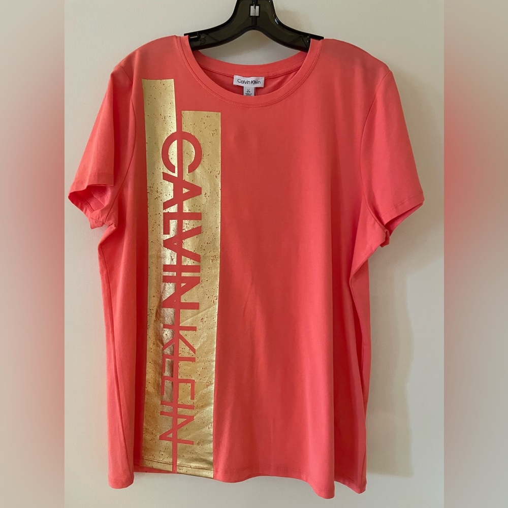 Calvin Klein Orange and Gold Shirt